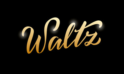 Vector illustration of waltz isolated lettering for banner, poster, business card, dancing club advertisement, signage design. Creative handwritten text for the internet or print
