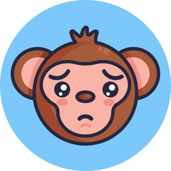 Monkey Emoji Icon. Vector Illustration.