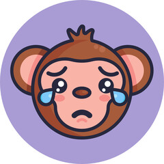 Monkey Emoji Icon. Vector Illustration.