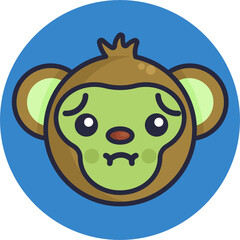 Monkey Emoji Icon. Vector Illustration.