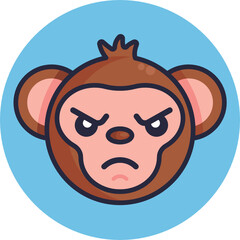 Monkey Emoji Icon. Vector Illustration.