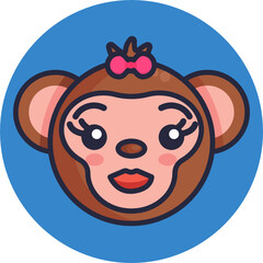 Monkey Emoji Icon. Vector Illustration.