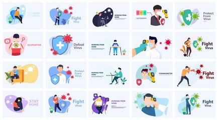 Fototapeta premium Fight coronavirus / covid-19 bundle design. Perfect for posters, social media etc.