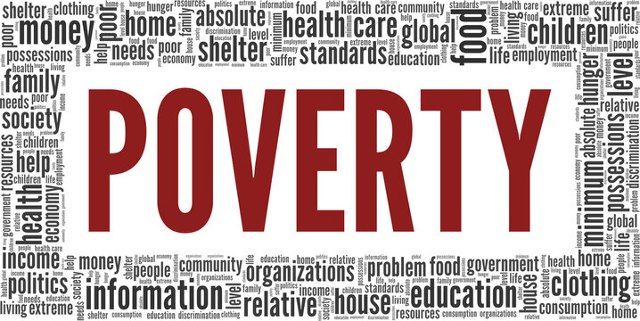 Poverty vector illustration word cloud isolated on a white background.