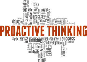 Proactive thinking vector illustration word cloud isolated on a white background.