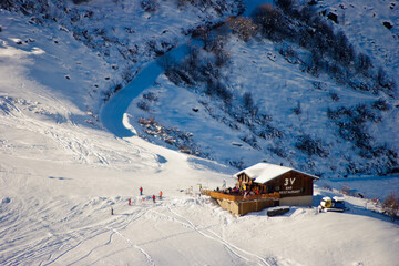 View over Les Trois Vallees in France, a winter sports destination, from Les Menuires
