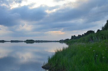 Obraz premium Evening on the Irtysh River, Omsk region, Siberia, Russia