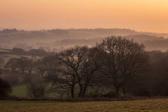 Dawn of a new day from the mountain viewpoint Fairlight Hastings on the east Sussex coast south east England
