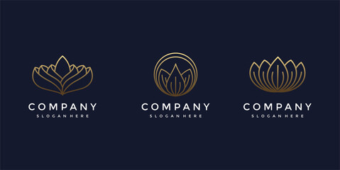 Inspiration of three elegant modern minimalist lotus flower logo designs