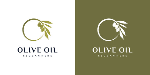 Olive oil combined with the letter O, natural, healthy, logo design inspiration