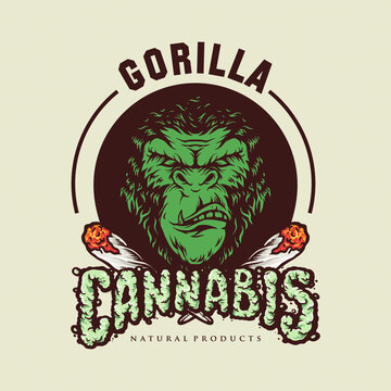 Gorilla Cannabis Logo illustrations for your work Logo, mascot merchandise t-shirt, stickers and Label designs, poster, greeting cards advertising business company or brands.
