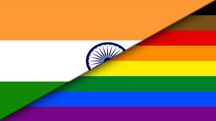 Philadelphia Pride and India Flat flag - Double Flag 