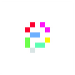 letter P pixel logo design 