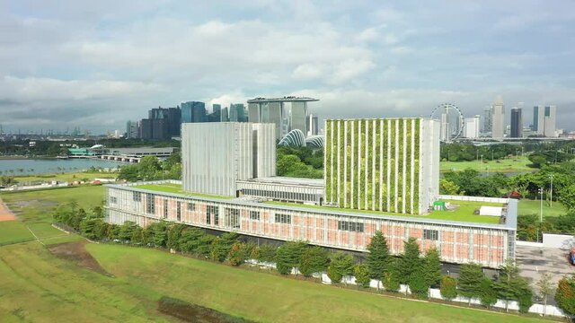 Drone shot of MCE Ventilation Building , Marina Barrage, Singapore