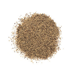 Crushed Black Pepper – Heap of Peppercorn Powder, Flavoring Dried Spice – Top View, Close-Up...