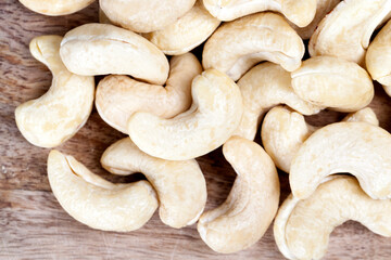 delicious and healthy raw cashew nuts, close up