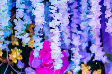 floral decoration for wedding event blur background
