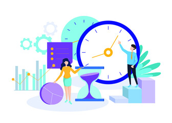 Time Management - Illustration. Editable Stroke. Vector Graphic