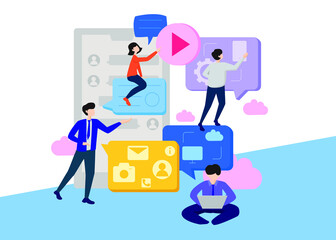 Social Media Marketing - Illustration. Editable Stroke. Vector Graphic