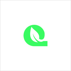 Q leaf logo design vector sign