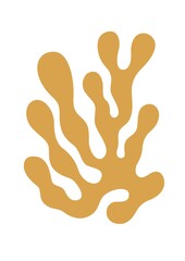 Matisse-inspired contemporary wall art for printing. Modern trendy interior poster with abstract leaf or algae in minimalist style. Vertical flat vector illustration isolated on white background