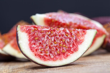 sliced fruit of ripe figs