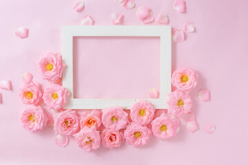 Pink roses with photo frame
