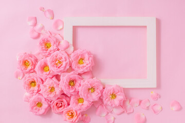 Pink roses with photo frame