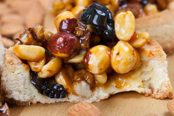 tartlets made of dough nuts and dried fruits