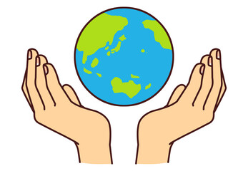 手の上に地球が乗っているイラスト