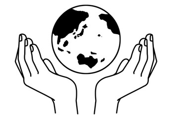 手の上に地球が乗っているイラスト