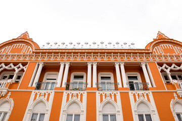 Fototapeta premium Low angle view of historical buildings from Oradea Old Town