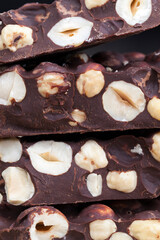 delicious bitter homemade chocolate with lots of nuts hazelnuts