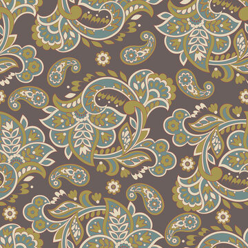 Paisley Floral oriental ethnic Pattern. Seamless Vector Ornament. Damask fabric patterns. © antalogiya