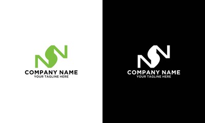 Letter NSN Tree Leaf Nature logo Vector design template on a black and white background