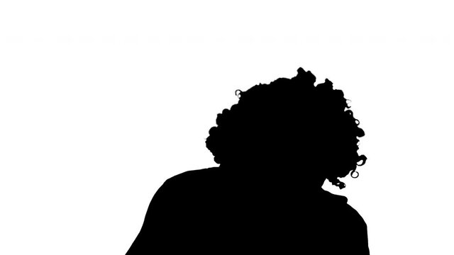 Silhouette Clown with smartphone making a call.