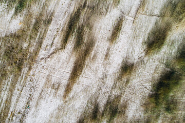 Aerial photo overlooking the highland meadow in late autumn