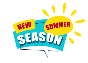 Banner new summer season Blue Speech bubble.