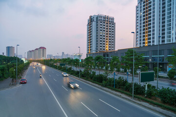 Fototapeta na wymiar Vo Chi Cong street led to Nhat Tan bridge in Hanoi