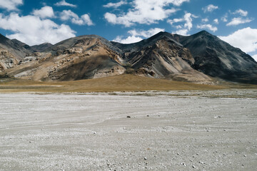 Aerial photography of dry riverbeds and mountains in Tibet