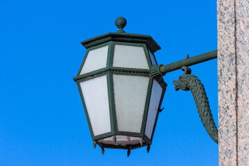 Picturesque street lights in St. Petersburg. Elements of street decor in the architecture of the...
