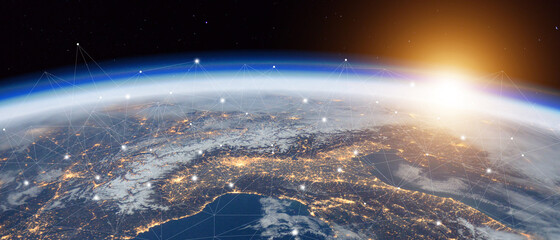 Global connection The best in the world of wireless connections Best Global Business Internet Ideas from Artificial Intelligence Concept Set. Elements of this image furnished by NASA. - Powered by Adobe