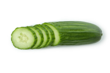 Ripe chopped cucumber isolated on white background