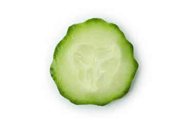 Ripe cucumber slice isolated on white background