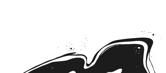 Abstract Vector Backgroung Jupiter Surface. Hand Drawn Marbel Pattern. Fashion Illustration Black and White Liquid Fluid Paint Ink