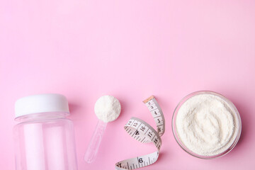 White protein powder and measuring tape