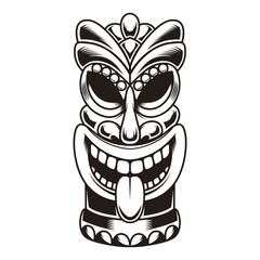 Illustration of tiki idol. Design element for logo, label, sign, poster. Vector illustration