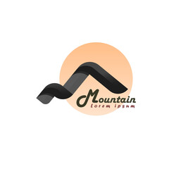 A mountain logo with the letter m, this is a symbol of a minimalist mountain panorama