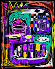 Face abstract. Colour backgrounds. Art illustration - obrazy, fototapety, plakaty