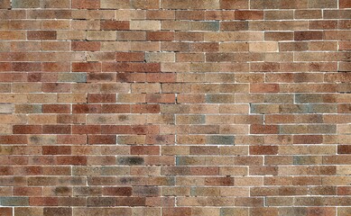 Vintage brick tiled  wall with different shades of brown. Background and texture